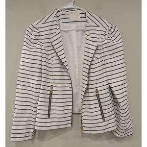 Sail To Sable STS Striped Navy White Blazer Size Large